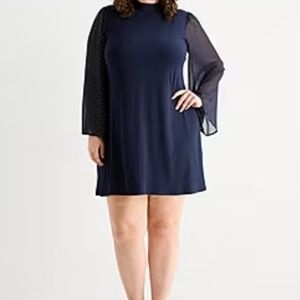 MSK Navy Dress 3/4 Sleeve, Sz 16